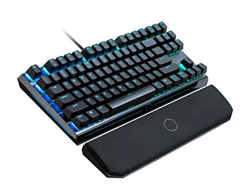 Cooler Master MasterKeys MK730 - Mechanische kompakte RGB Gaming-Tastatur ohne Nummernblock, Gehäuse aus gebürstetem Aluminium, abnehmbare Handballenauflage, deutsches Layout, Cherry MX Blue
