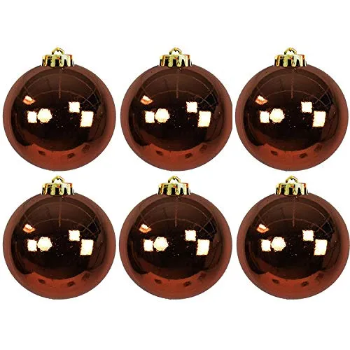 Mojawo 6 Stück XL Christbaumkugeln Weihnachtsbaumkugeln Baumschmuck Braun Ø 15cm Schmuckkugeln