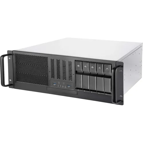 SilverStone SST-RM41-H08 - 4U Rackmount Server - PC-Gehäuse im 4U-Format, bietet Platz für E-ATX Mainboards und verfügt über 5 Hot-Swap-Slots für einfache Festplattentausch.