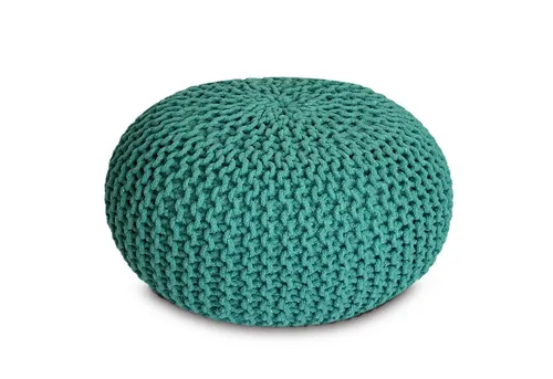 Amagohome XXL Strickhocker Pouf Ø55 H37cm aus recycelter Baumwolle - Trendiger Sitzpouf in Grobstrick-Optik, handgefertigt aus 100% recycelter Baumwolle. Mit ultraleichten Styroporkügelchen für sicheren Stand, vielseitig einsetzbar als Sitzgelegenheit oder Fußablage in jedem Raum.