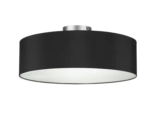 Runde Zeitlose Deckenleuchte mit Stoffschirm in Schwarz Ø 40cm - Lampen, elegante Deckenleuchte mit blendfreier satinierter Abdeckung für warme Beleuchtung, ideal für Schlafzimmer, Wohnzimmer oder Esszimmer.