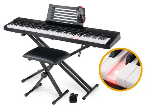 McGrey SK-88LT Leuchttasten-Keyboard Super Kit - Einsteiger-Keyboard mit 88 Leuchttasten und 146 Klängen, inklusive Sustain-Pedal, Ständer und Kopfhörer – ideal für kreative Musiker!