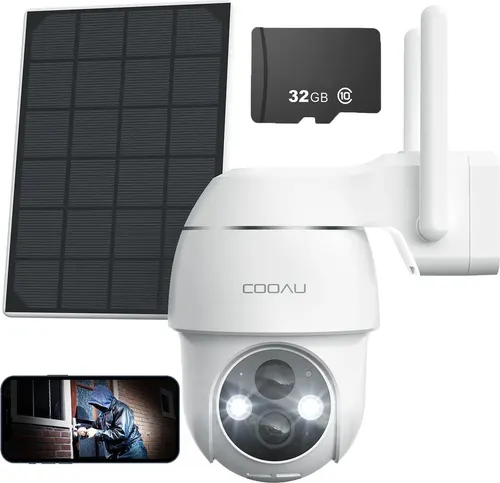 COOAU 2K Solar Überwachungskamera Außen mit PTZ von COOAU