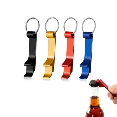 Stück Flaschenöffner Schlüsselanhänger, Bier Flaschenöffner, Aluminium Bierflaschenöffner, Geschenk Öffner Schlüsselbund Ring, Multifunktionaler Bottle Opener 4
