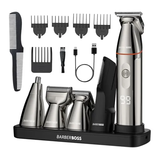 BarberBoss Bartschneider Herrenhaar 5 in 1 Bartpflege-Set