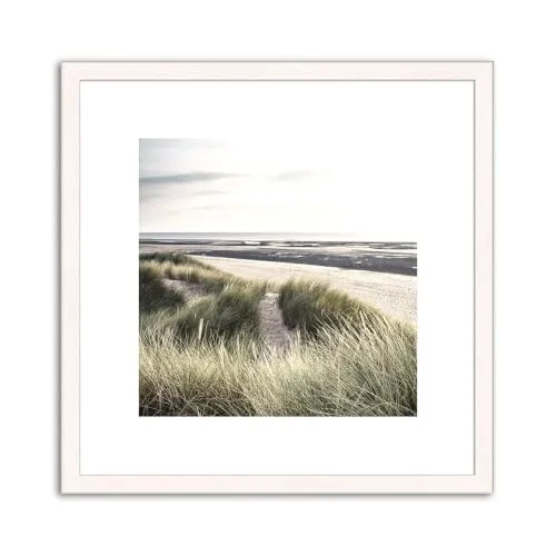 artissimo, Design-Edition, gerahmtes Poster, 30x30cm, PE6383-ER, Strand: Dünen, Bild, Wandbild gerahmt, Design-Poster mit Rahmen, skandinavisches Design, Strand und Meer