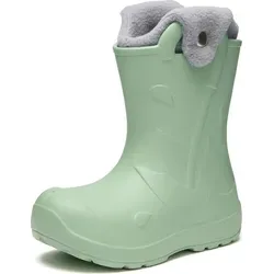 Ladeheid x Camminare Gummistiefel Kinder aus leichtem EVA warm gefüttert wasserdicht mit praktischem Griff und edlem Regenschirm-Relief für kalte... - Olive - 22-23