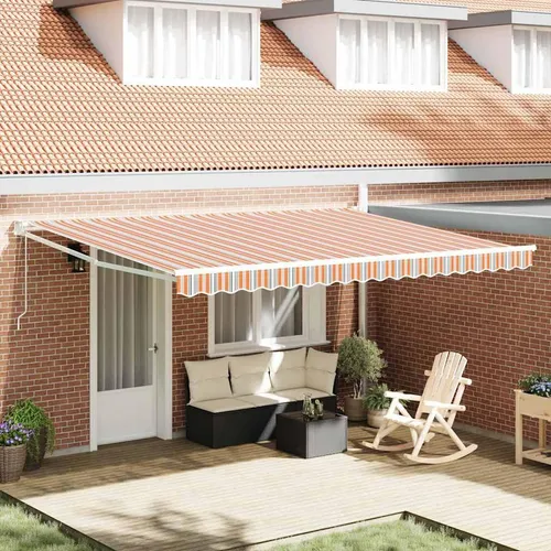 vidaXL Einziehbare Markise 450 × 300 cm – Mehrfarbig und UV-beständig - Markise für Gärten und Terrassen, bietet hervorragenden UV-Schutz und ein modernes, einziehbares Design für flexible Beschattung. Perfekt für stilvolle Außenbereiche.