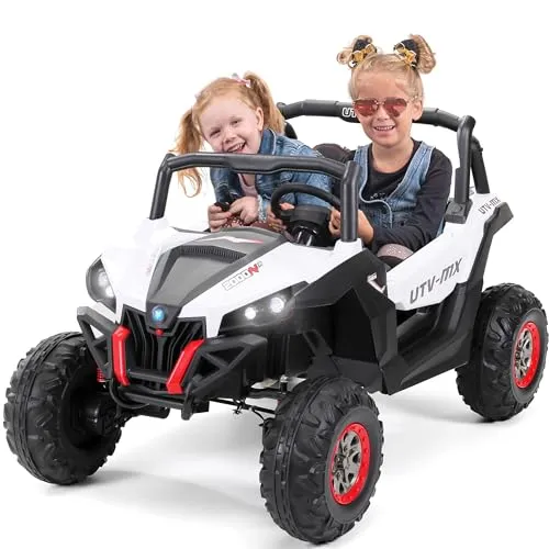 Actionbikes Motors Kinder Elektroauto UTV Buggy – 4x4 Allrad Antrieb - Elektrofahrzeuge für Kinder ab 3 Jahren – komfortabler Zweisitzer mit Kunstledersitzen, sicherer Fahrt dank Sicherheitsgurt und Bremsautomatik, ideal für Abenteuer im Gelände!