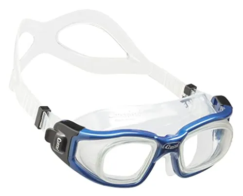 Cressi Swim Schwimmbrille Mit Gehärtetem Glas Galileo Goggles, Transparent/Blau Nery, Uni, DE205055