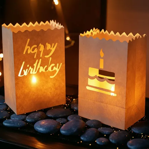Lichtertüten 20er Set Lichttüten Papierlaternen Leuchttüten Papier Happy Birtday