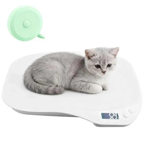 Behogan Digitale Haustierwaage: Haustierwaage für kleine Tiere, 15 kg mit ±1 Gramm Genauigkeit, kleine Tierwaage mit Maßband, kleintierwaage für Neugeborene Hunde, Katzen, Hamster, Vögel