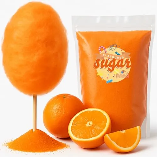 Zuckerwatte Zucker mit Geschmack Apfelsine Orange farbiger Aromazucker 100g für die Zuckerwattemaschine