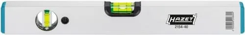 Hazet 2154-40 Wasserwaage 400 mm - Präzise Wasserwaage mit 1 mm/m Genauigkeit, ideal für exakte Messungen. Eloxiertes Gehäuse, bruchfeste Libellen und fluoreszierende Flüssigkeit für optimale Ablesbarkeit bei Dämmerlicht.