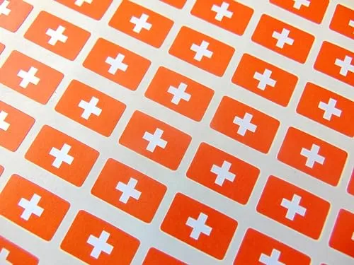 Kleine Mini-Aufkleber, 20 x 12 mm, Schweizer Landesflagge, 64 Stück