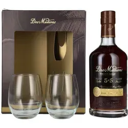 Dos Maderas PX 5+5 Years Old Triple Aged Rum - Rum mit 40% Vol., außergewöhnliche doppelte Reifung in amerikanischen Eichen- und Sherryfässern, perfekt ausbalanciert und in edler Geschenkbox mit 2 Gläsern.