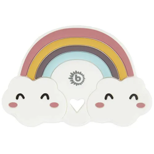 Bieco Silikon Regenbogen Beißring Baby | 9 cm | Ab 0 Monaten | Zahnungshilfe | Motorikspielzeug