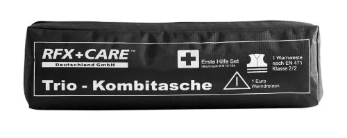 RFX + Care EH0010 TRIO Kombitasche schwarz, Erste Hilfe nach DIN 13164 + Warndreieck ECE + Warnweste EN 471 - Nicht mehr hergestellt