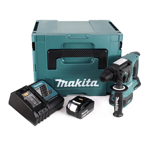 Makita DHR 242 RG1J Akku Bohrhammer 18V mit 6Ah Akku - Akkuschrauber mit bürstenlosem Motor und beeindruckender Einschlagstärke von 2,4 J, ideal für kraftvolle Bohr- und Meißelarbeiten.