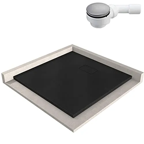 BERNSTEIN Duschtasse 90x90 cm Schwarz matt – Flach und elegant - Elegante 90x90 cm Duschtasse in Schwarz matt, flache Bauhöhe und optimales Gefälle für eine perfekte Entwässerung. Ideal für modernes Badezimmerdesign.