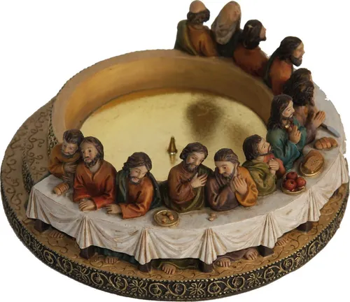 Dekofigur Heiligenfigur Abendmahl Kerzenhalter