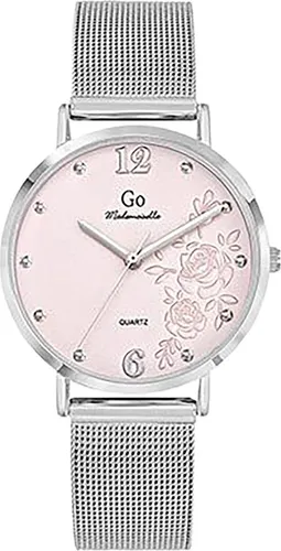 Girl Only Mademoiselle Damen Armbanduhr Silber mit Blumenmotiv - Elegante Damenanaloguhr mit silbernem Edelstahlarmband und pinkem Zifferblatt. Das florale Design macht sie zum idealen Mode-Accessoire für jeden Anlass.
