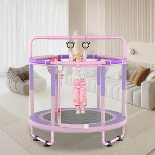 CZCPARY Kindertrampolin mit Basketballkorb und Schaukel – Indoor & Outdoor Spaß