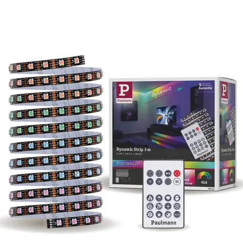 Paulmann EntertainLED Dynamic LED Strip 3m - Smart-Lichtbänder mit RGB+ Farbwechsel, dimmbar und fernsteuerbar für kreative Lichtgestaltungen im Wohnzimmer.