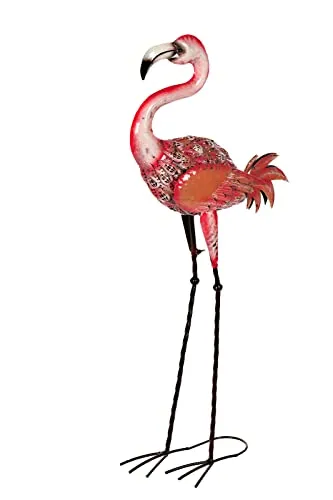Birendy Riesige Metall Flamingo Gartenfigur 88cm - Wetterfeste Gartendekoration aus Metall, kunstvoll bemalt mit feinen Strukturen, ideal für Innen- und Außenbereiche.