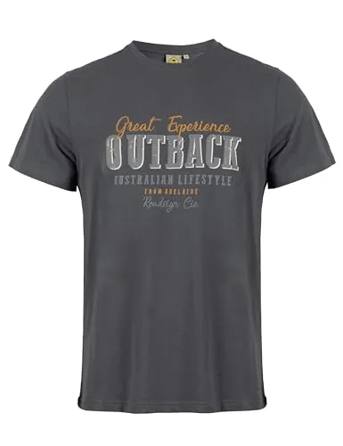 ROADSIGN australia Herren T-Shirt mit Outback Print, sportlicher Look, ideal für Freizeit & Urlaub anthrazit, 2XL