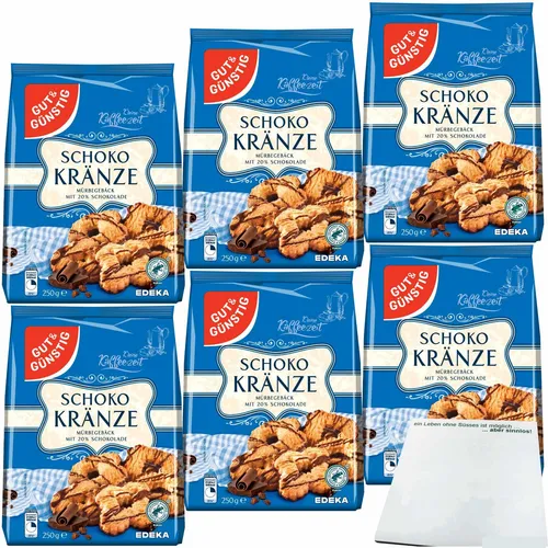 Gut&Günstig Schokokränze Mürbegebäck mit 20 % Schokolade 6x250g Packung usy