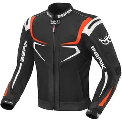Berik Radic Motorrad Leder- / Textiljacke, schwarz/rot/weiß, 52 - Schutzjacke aus 1,1-1,3 mm Premium Rindsleder mit abnehmbarer Thermo Weste und Protektoren für optimalen Komfort und Sicherheit beim Fahren.