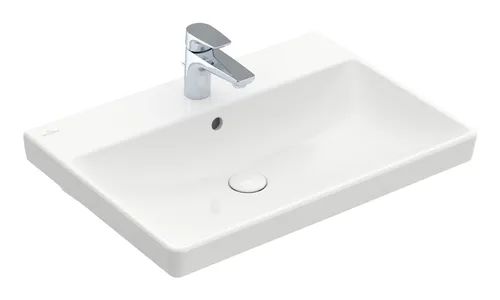 Villeroy & Boch Avento Waschtisch 415865R1 - Waschbecken in Weiß Alpin, 65 x 47 cm mit CeramicPlus-Beschichtung für einfache Reinigung und Pflege, ideal für Ihr modernes Badezimmer.