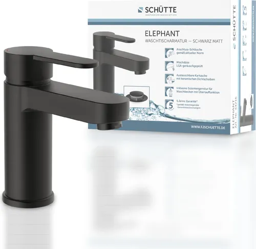 Badarmatur Elephant in Schwarz - Matt schwarze Badarmatur aus Messing, inklusive austauschbarer Kartusche für einen modernen Look im Badezimmer