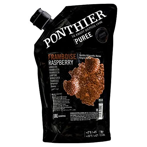 Food-United HIMBEEREN PÜREE 1KG - Haltbare Smoothies, aus hochwertigen Himbeeren ohne künstliche Zusätze, ideal für Smoothie-Bowls, Sorbets und Desserts.