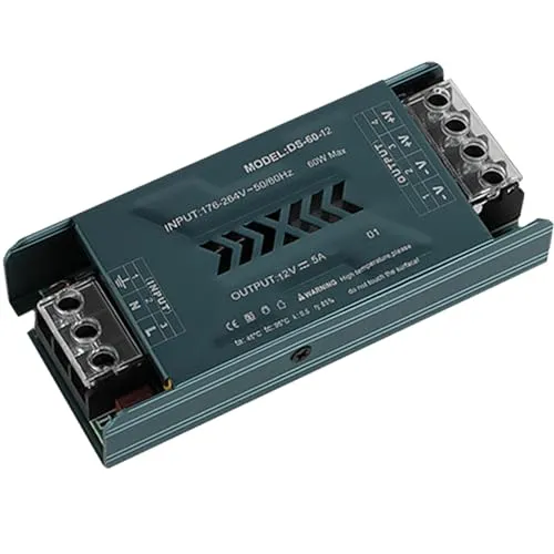 JOYELEC 60W 12V 5A LED Trafo Treiber Netzteil Schlankes LED-Schaltnetzteil für Heimtechnik Eingang Treiber Transformator AC110V AC230V auf DC12V Ausgang geeignet für Niederspannungs-Lichtleisten