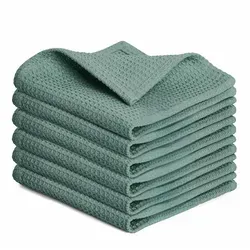 Blumtal® Geschirrtücher 30x30 cm im 6er Set - 100% Baumwolle, Küchentücher waschbar bis 60 °C - Grüne Geschirrtücher/Spültücher