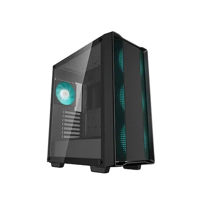 Deepcool CC560 PC-Gehäuse - Geräumiges PC-Gehäuse mit gehärtetem Glas-Seitenteil, 4 vorinstallierten Lüftern und Platz für Wasserkühlung – ideal für leistungsstarke Builds und optimalen Luftstrom.