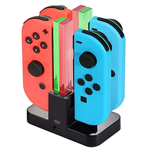 Diyife Ladestation für Nintendo Switch [4 in 1 Joy-Con] - Controller - Ladegerät Typ-C Kabel, mit LED-Anzeige Intelligenter Schaltung