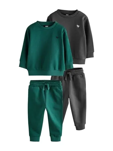 NEXT Jungen Sweatshirt und Jogginghose 2er-Pack Charcoal Grey/Green 80-86 - Stylische Kombination aus Sweatshirt und Jogginghose für Jungen. Bequemer Schnitt und modische Farben für jeden Tag. Ideal für aktive Kids!