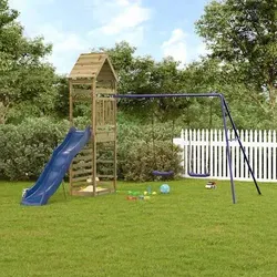 vidaXL Spielturm aus imprägniertem Kiefernholz - Verschenke deinen Kindern mit diesem Holzspielplatz ein Abenteuer im eigenen Garten! Der stabile Spielturm bietet eine Kletterwand, Rutsche, Schaukeln und Sandkasten für grenzenlosen Spielspaß.