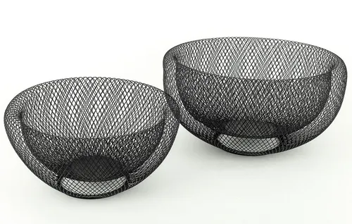 Levandeo® Dekoschale, 2tlg.Schalenset Metall 3D schwarz 24cm & 28cm rund Schüssel