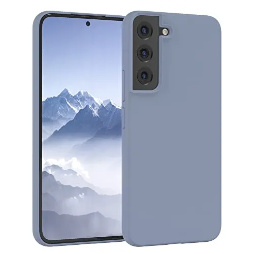 EAZY CASE Premium Silikon Handyhülle kompatibel mit Galaxy S22 5G Slimcover mit Kameraschutz und Innenfutter, Silikonhülle, Schutzhülle, Bumper, Handy Case, Hülle, Softcase, Stahl Blau