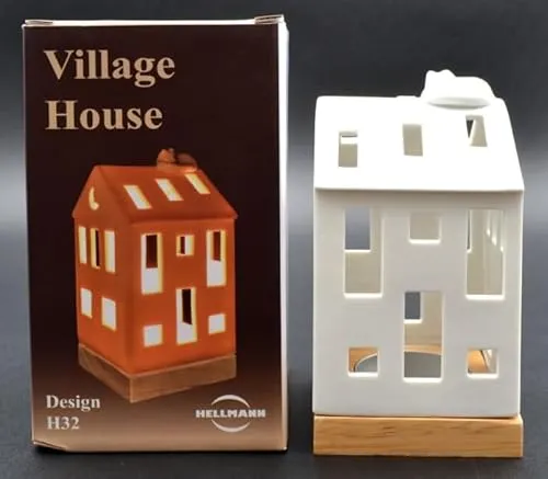 Hellmann Versand GmbH Village House Porzellan-Teelichthaus Katze 16x7,7x7,7 cm (HxBxT) H32