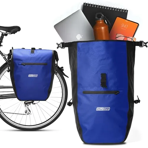 2Radwerk Fahrradtasche für Gepäckträger - Fahrradtaschen, 100% wasserdicht mit Tragegriff und Schultergurt, ideal für große Abenteuer mit 25,4 l Volumen und vielseitiger Nutzung.