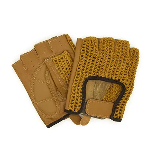 Adapter Universe Autofahrer Handschuhe Retro Vintage Leder Fingerlose Fahrerhandschuhe Fahrrad Kamel Braun