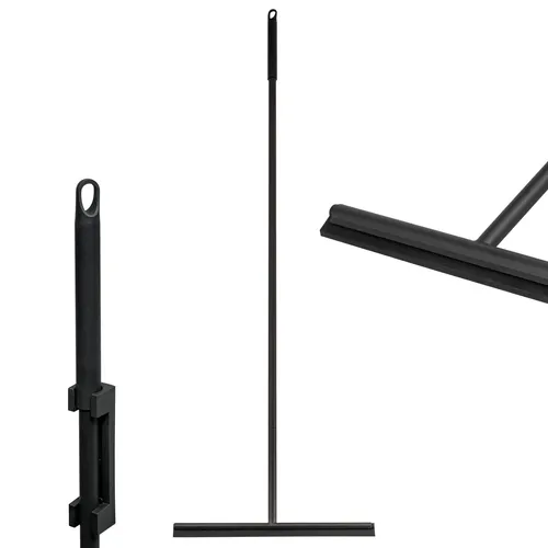 bremermann Wasserabzieher Bodenabzieher mit Wandhalter aus Edelstahl hochglänzend, Schwarz - Duschabzieher in elegantem Schwarz, rostfreies Edelstahl für Langlebigkeit und modernes Design.