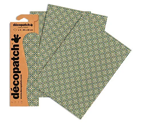 Décopatch Papier No. 706 (grau gelb Kachelmuster, 395 x 298 mm) 3er Pack