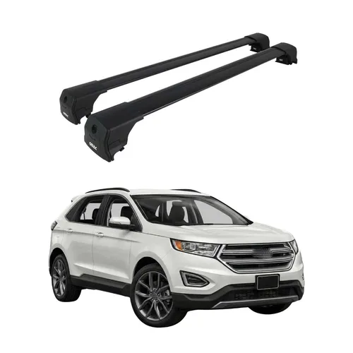 Dachträger Grundtäger für Ford Edge II 2015-2023 75kg Aluminium Schwarz 2 tlg