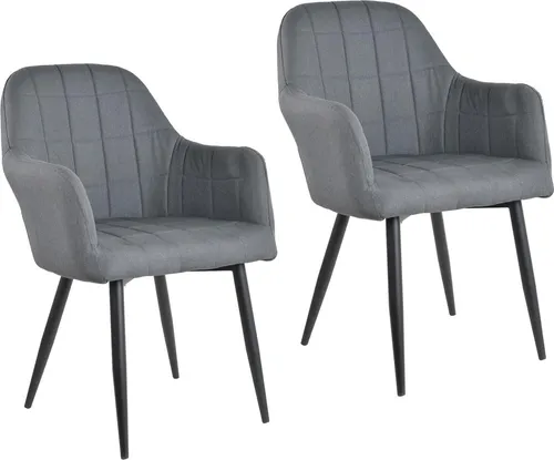 Stuhl Albany Webstoff 2er-Set - Esszimmerstühle im modernen Retro-Design, bequem gepolstert mit Armlehnen und robustem Webstoff für ein angenehmes Sitzgefühl.